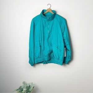 [Totes] Women's Teal Blue 80s Style Vintage Full Zip Up Lightweight Jacket
